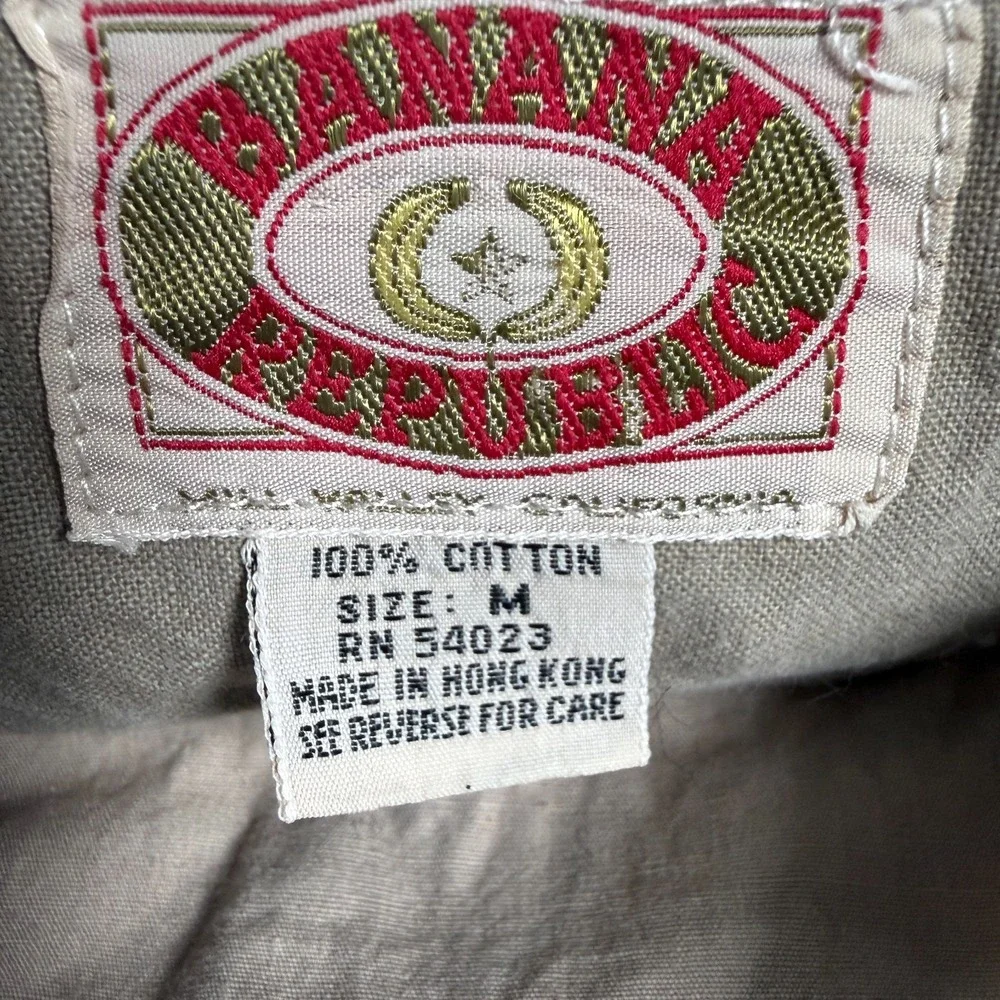 VTG 80s Banana Republic Hooded Bush Vest Mens M Safari Travel Mill Vally Khaki